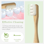 Liveify Toothbrush with soft bristles on a green background, emphasizing effective cleaning and BPA-free features.