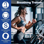 Liveify breathing trainer with adjustable resistance valve, soft food-grade silicone, used by woman on treadmill for respiratory muscle training