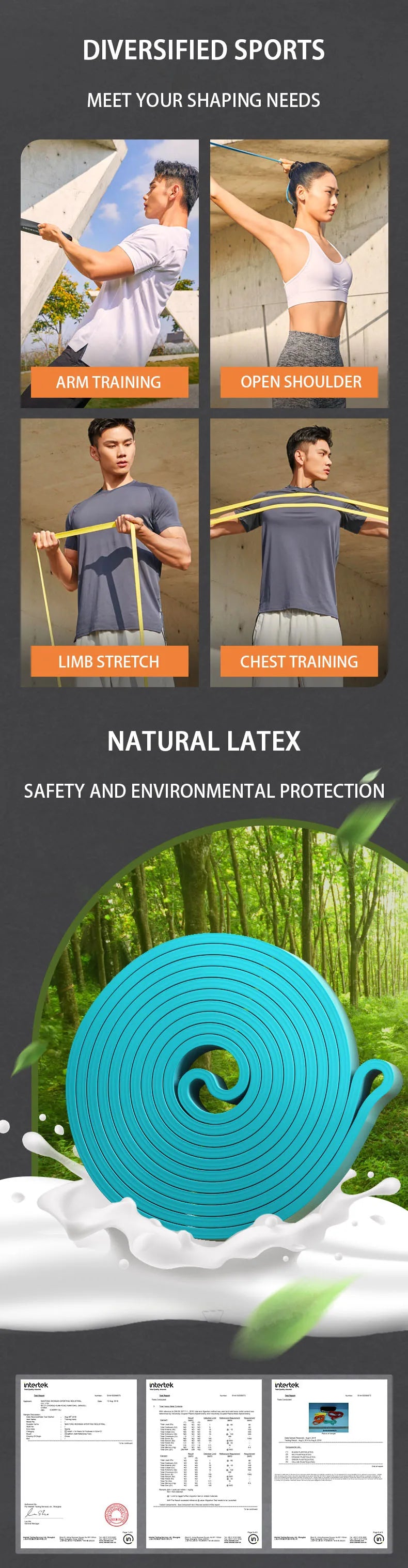 Liveify natural latex resistance band for arm, shoulder, chest training and limb stretch, blue coiled design