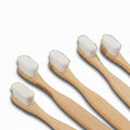 Liveify pack of natural bamboo toothbrushes with extra soft wavy white micro bristles for sensitive teeth