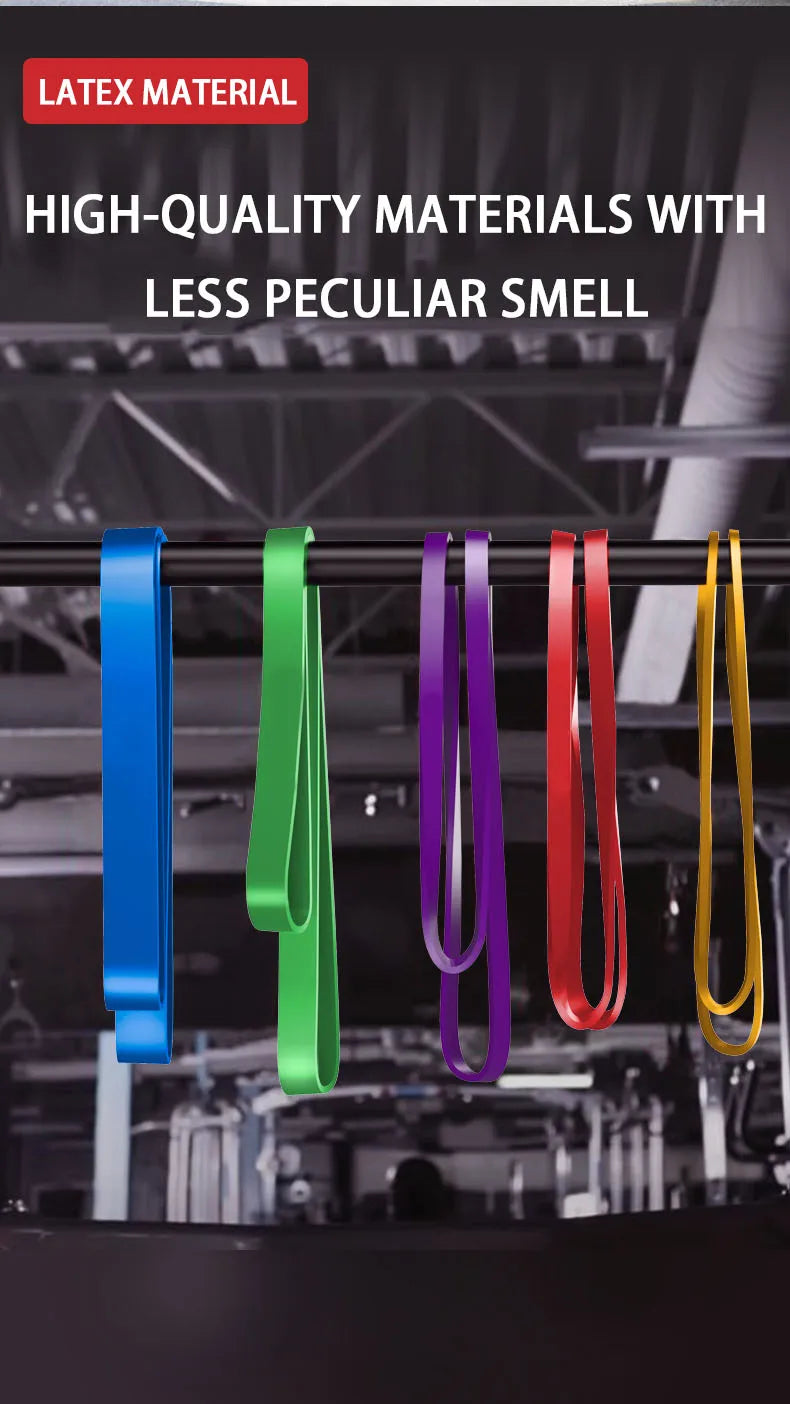 Liveify latex resistance bands in blue, green, purple, red, gold for home gym workouts