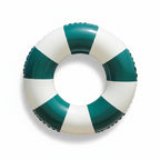 Liveify green and white striped inflatable pool float ring with scalloped edge for summer swimming fun
