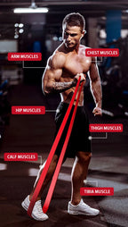 Liveify red resistance band for arm chest hip thigh calf tibia muscle training in gym