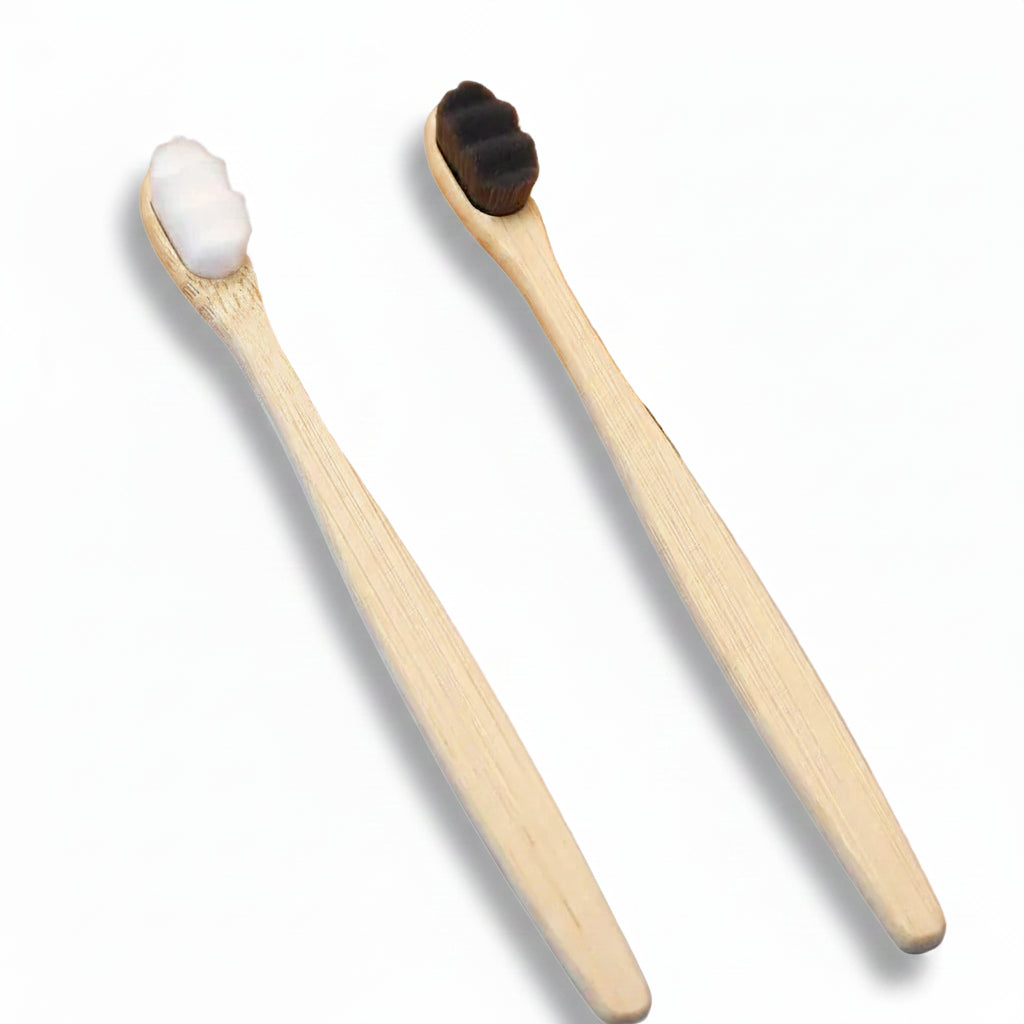 Liveify eco-friendly natural bamboo toothbrushes with ultra-soft micro bristles in black and white