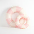 Liveify pink and cream striped inflatable pool float rings for summer swim fun