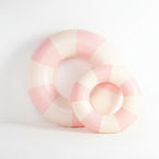 Liveify pink and cream striped inflatable pool float rings for summer swim fun