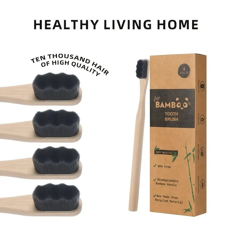 Liveify Biodegradable Bamboo Toothbrush – Ultra Soft 10,000 Bristle Environmentally Friendly Toothbrush for Sensitive Teeth, Deep Cleaning & Gum Care (Natural, Eco Friendly)