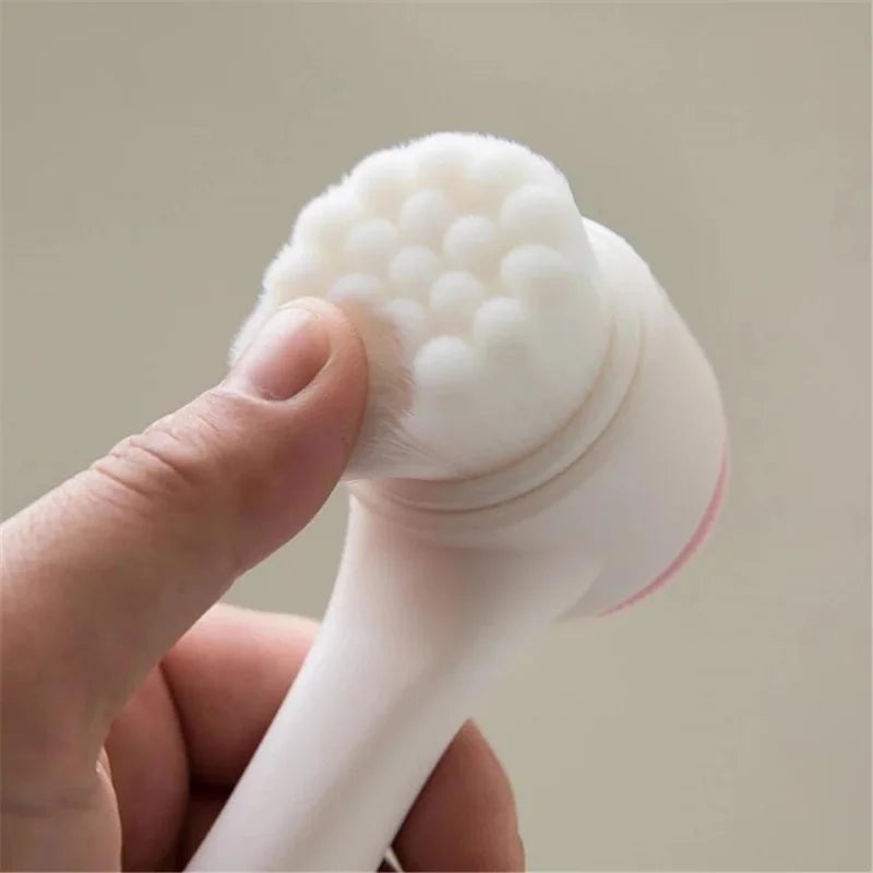 Liveify white silicone facial cleansing brush with soft nodules, handheld design for gentle skin care