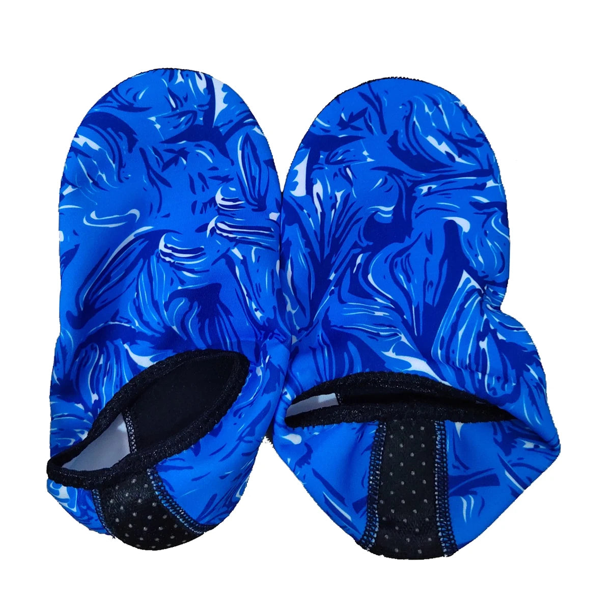 Liveify blue water shoes with tropical leaf print, non-slip soles, and breathable mesh design