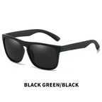 Liveify black polarized sunglasses with green accent, matte frame, UV protection for men and women