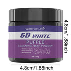 Liveify 5D White Purple Cleaning Teeth Powder in black jar, 50g, for brightening and deep cleaning teeth