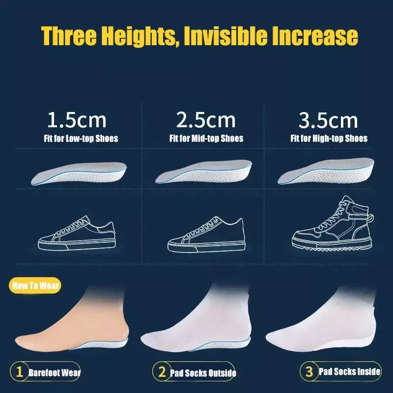 Liveify Half Invisible Height Increase Insoles – EVA Memory Foam Heel Lift Inserts for Men & Women, Comfortable 1.5–3.5cm Height Boost