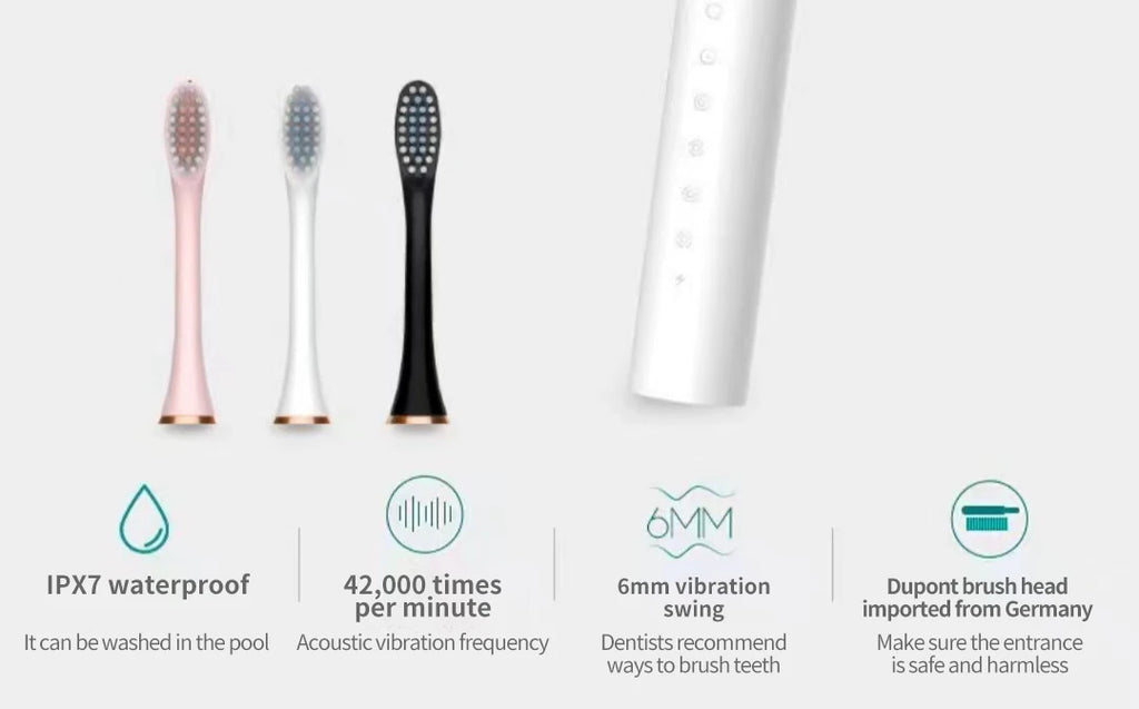 Liveify Sonic Electric Toothbrush – USB Rechargeable IPX7 Waterproof Toothbrush with 6 Cleaning Modes & High-Frequency Deep Cleaning