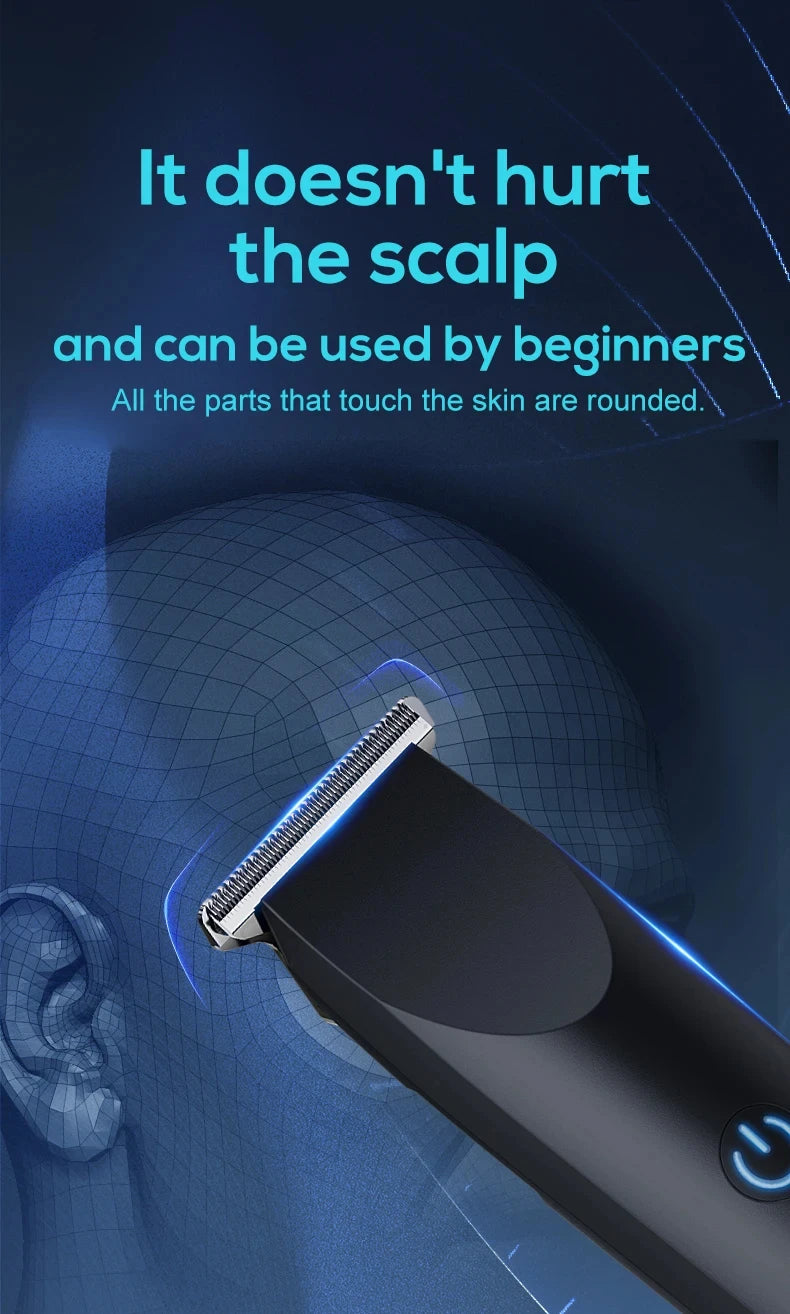 Liveify black electric hair clipper with rounded edges, safe for scalp, beginner-friendly design