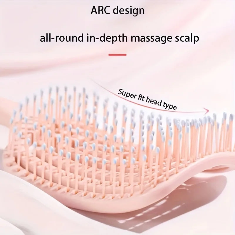 Liveify pink ARC design scalp massage brush with soft bristles for all-round in-depth hair care