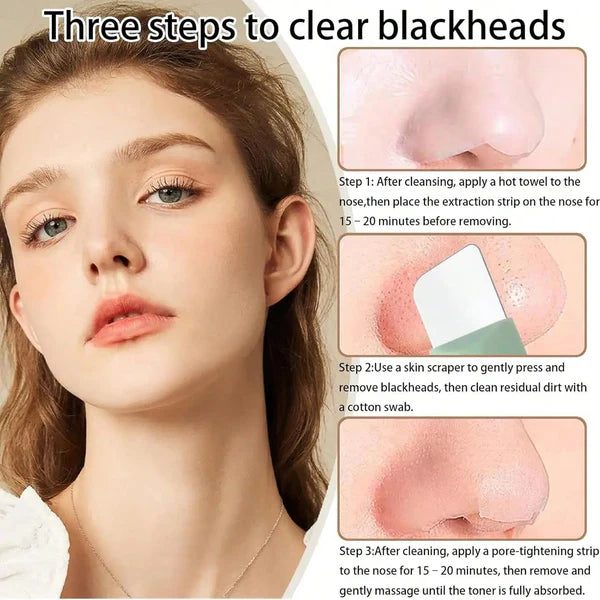Liveify blackhead removal kit with nose strips, scraper, and pore-tightening toner for clear skin