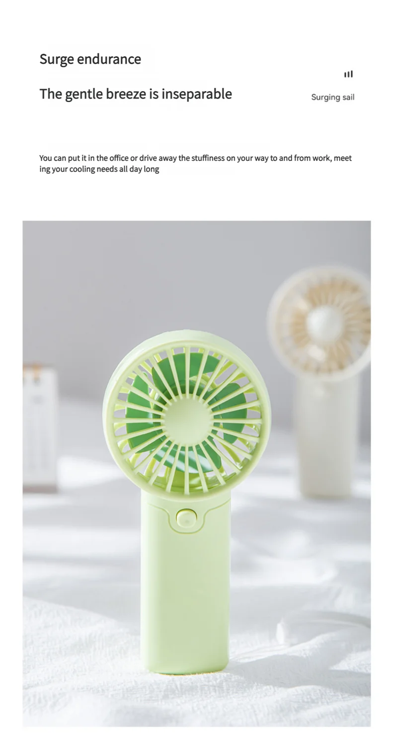 Liveify mint green portable handheld fan with sleek plastic design for office or travel cooling
