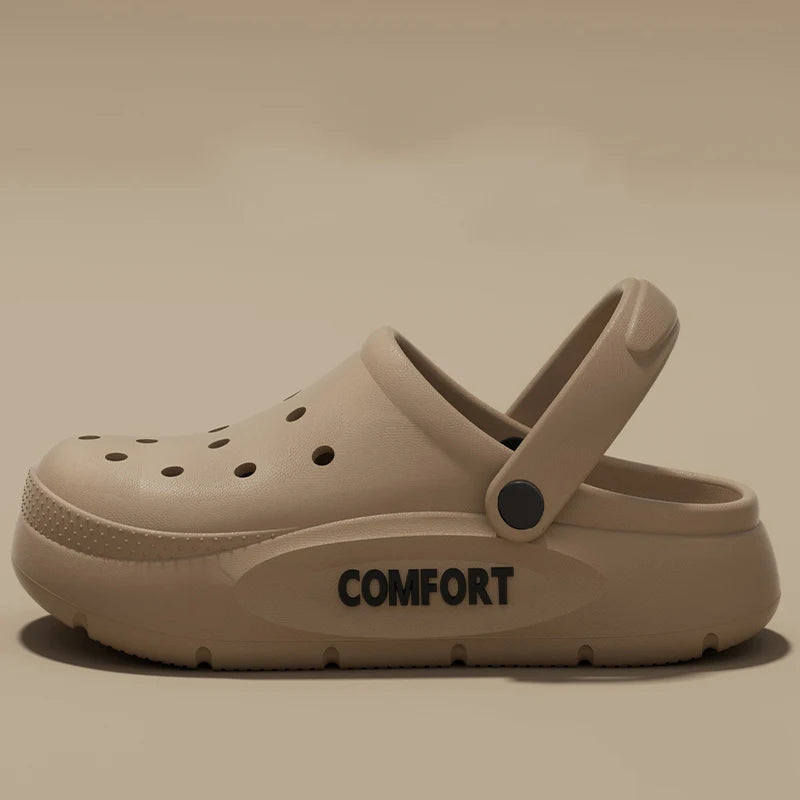 Liveify beige comfort clog with textured sole and ventilation holes
