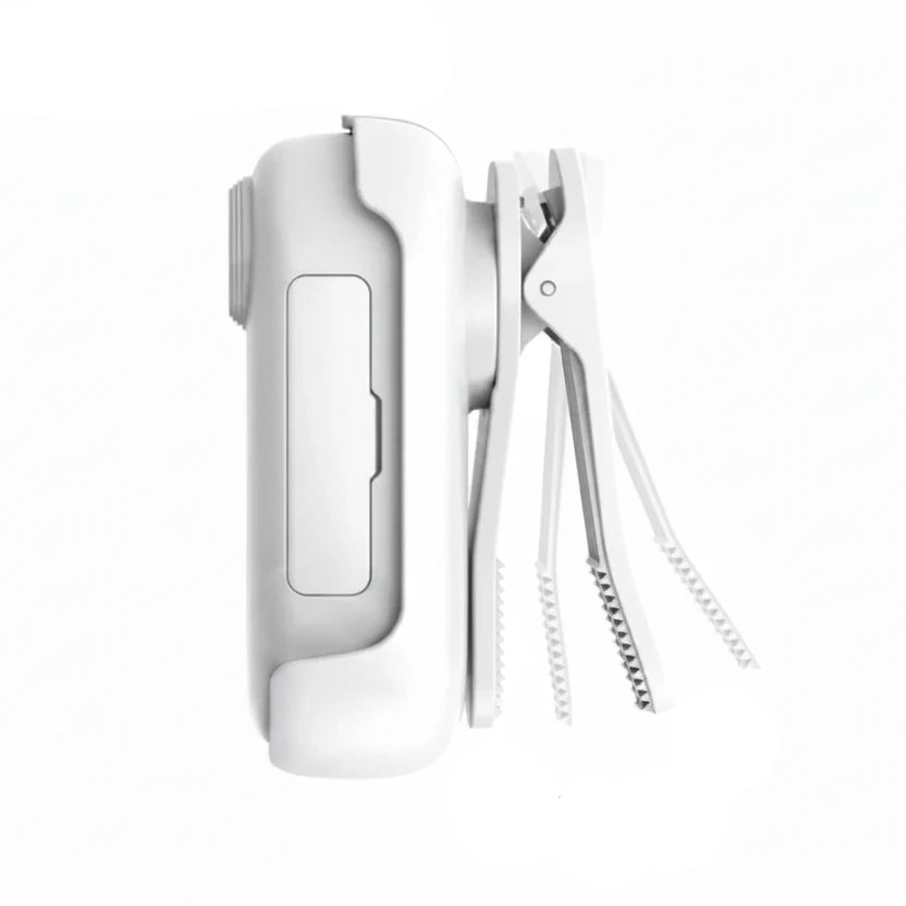 Portable back clip with text on a white background