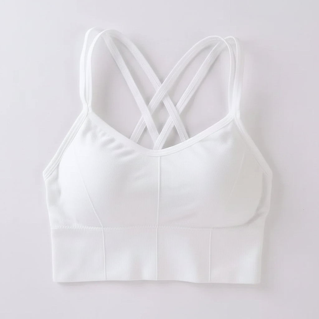 Liveify Cross Back Sports Bra – Women’s Push Up Yoga Bra, Breathable Medium Support Fitness Crop Top for Running & Gym Workouts
