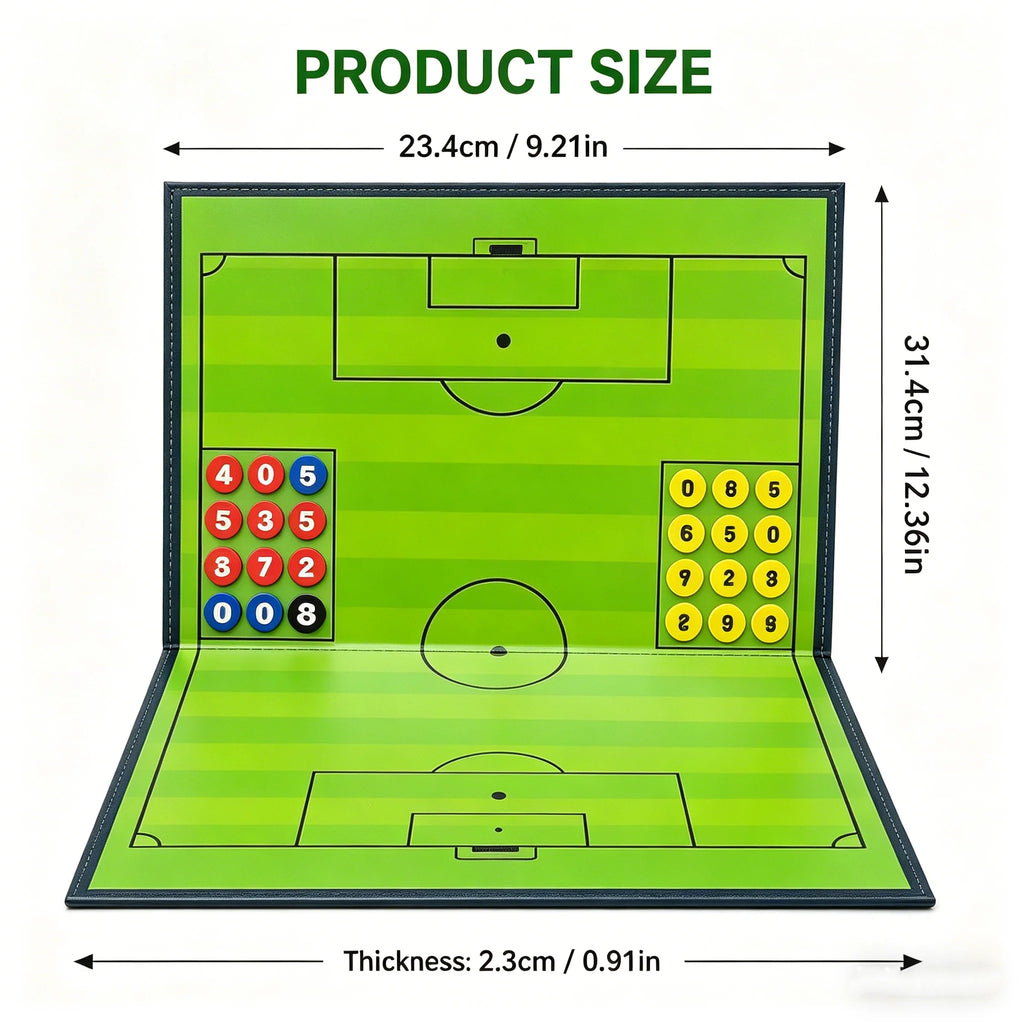 Magnetic Soccer Tactics Board – Foldable Coaching Clipboard with Magnets & Marker for Training