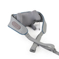 Liveify gray neck and shoulder massager with blue trim, adjustable straps, and control panel for relaxation