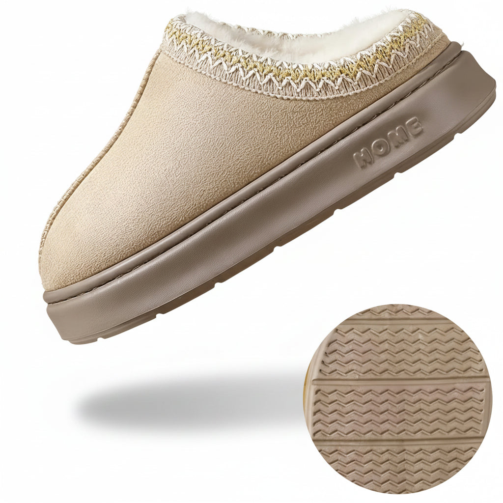 Liveify beige cozy slipper with soft lining and textured sole for home comfort