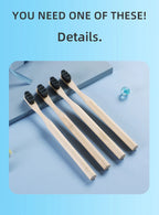 Liveify bamboo toothbrushes with black bristles, natural wood handles, eco-friendly oral care set