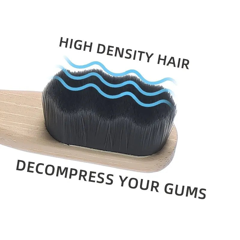 Liveify wooden toothbrush with high density black bristles for gum care