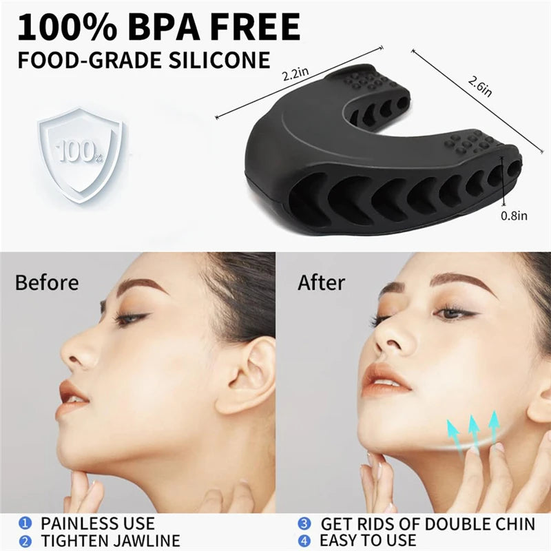 Liveify black silicone jawline trainer for tightening jawline and reducing double chin, BPA-free and painless use
