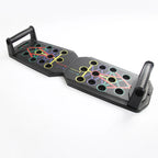 Liveify black plastic fitness board with colorful resistance band anchor holes and textured handles for home workouts