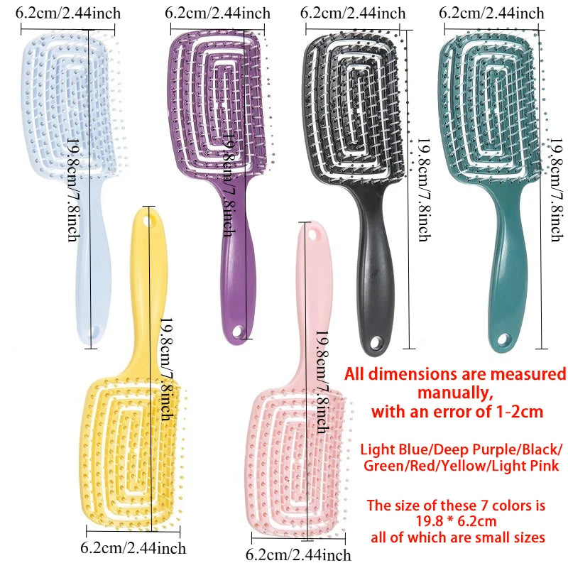 Liveify detangling hair brush in 7 colors, small 19.8cm size, plastic handle with soft bristles