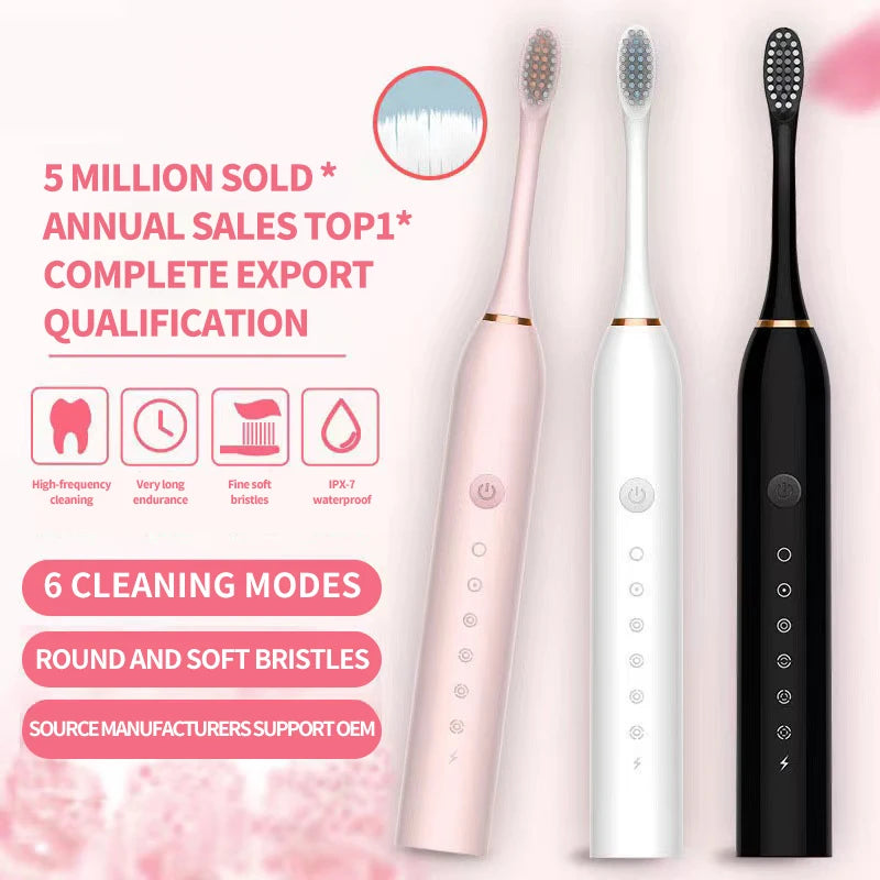 Liveify Sonic Electric Toothbrush – USB Rechargeable IPX7 Waterproof Toothbrush with 6 Cleaning Modes & High-Frequency Deep Cleaning