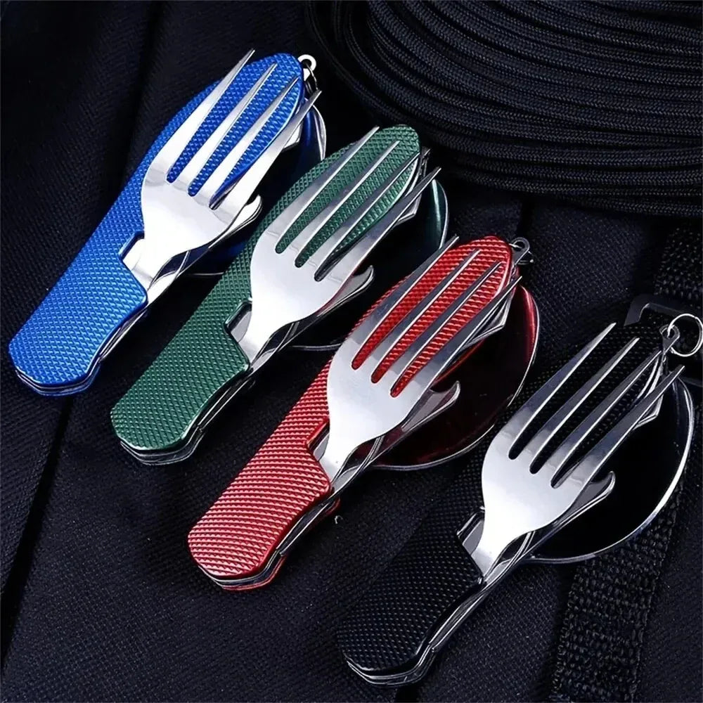 Foldable Camping Utensil – Multi-Functional Knife, Fork, Spoon - liveify