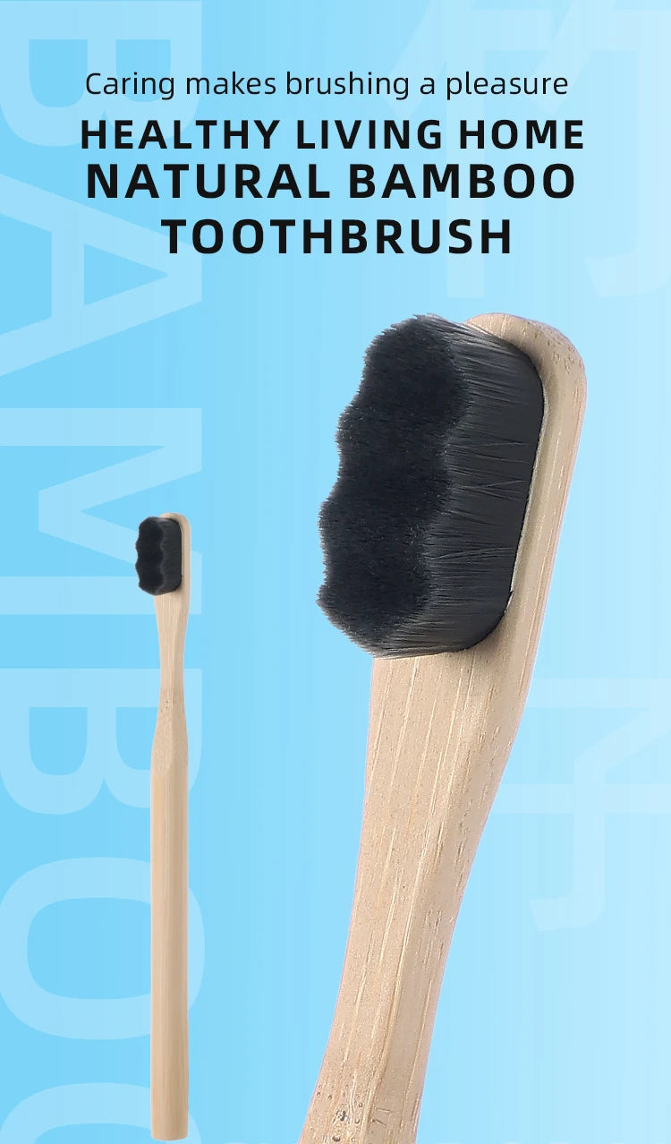 Liveify natural bamboo toothbrush with black bristles, eco-friendly oral care for healthy living home