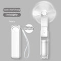 Liveify ivory portable USB fan with cat-ear design, Type-C fast charge, third gear, and lanyard for easy carry