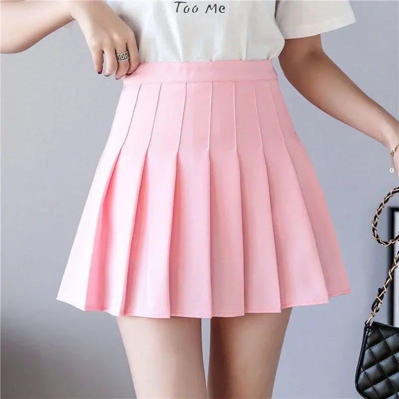 Liveify pink pleated mini skirt, cotton blend, high waist, casual summer style