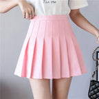 Liveify pink pleated mini skirt, cotton blend, high waist, casual summer style