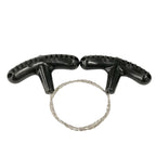 Liveify black plastic grip handles with textured design and metal wire loop