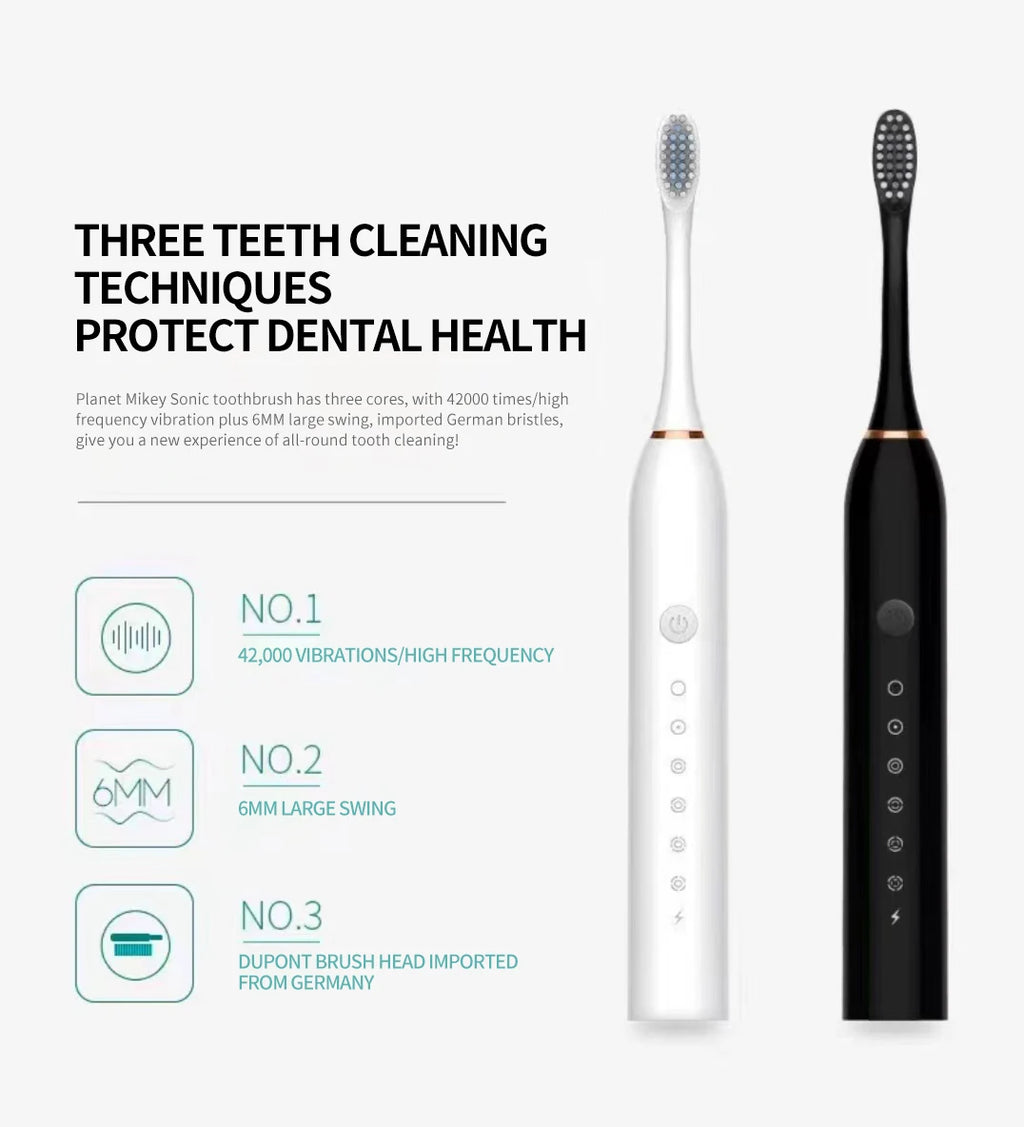 Liveify Sonic Electric Toothbrush – USB Rechargeable IPX7 Waterproof Toothbrush with 6 Cleaning Modes & High-Frequency Deep Cleaning