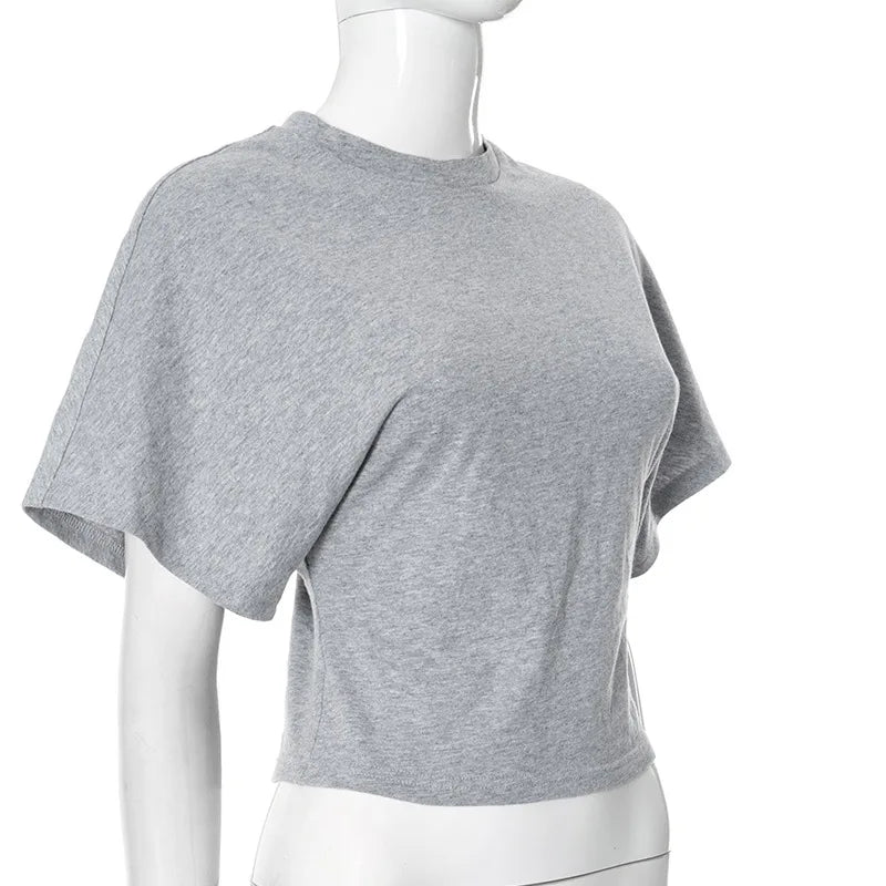 Liveify Women’s Cropped O-Neck T-Shirt – Slim Fit Short Sleeve Crop Top, Casual Streetwear Tee for Spring & Summer