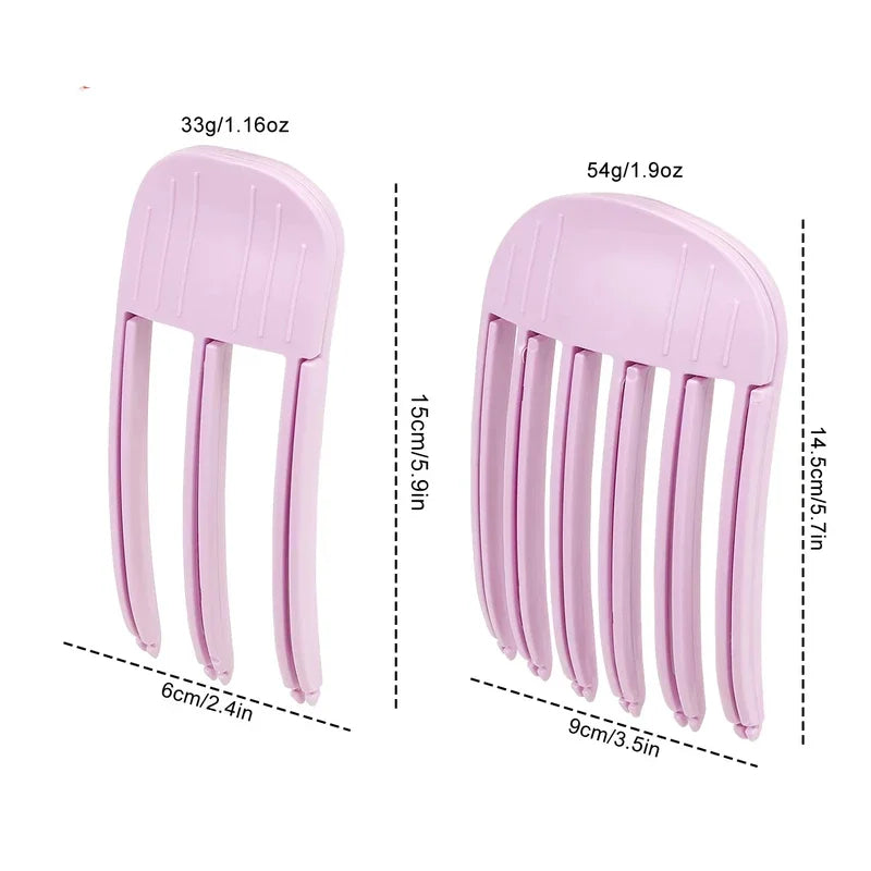 Liveify pink plastic hair claws with 3 and 6 teeth, lightweight and compact for styling