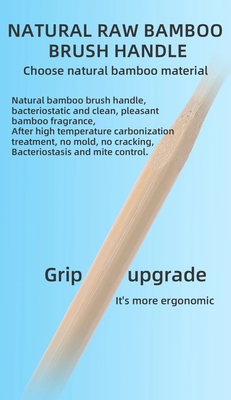 Liveify natural raw bamboo brush handle, light wood tone, ergonomic grip, bacteriostatic material