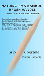 Liveify natural raw bamboo brush handle, light wood tone, ergonomic grip, bacteriostatic material