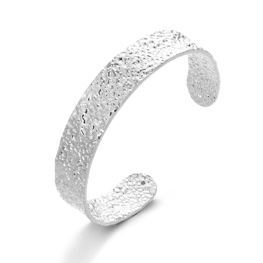 Liveify silver textured cuff bracelet with modern minimalist design
