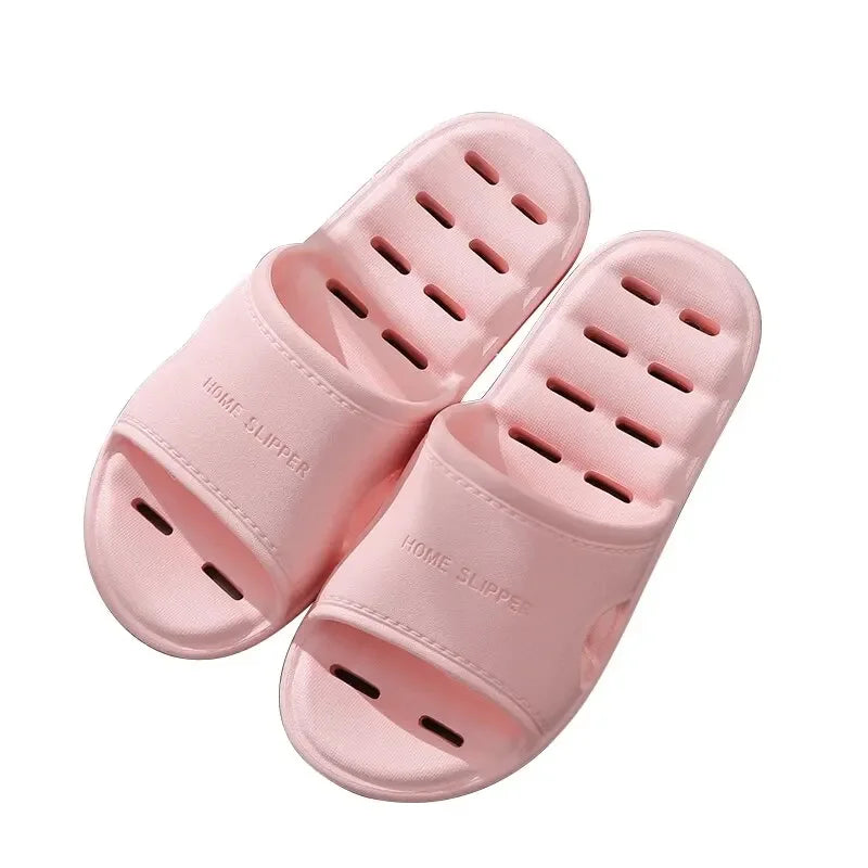 Liveify pink home slippers with breathable holes and soft material for comfort