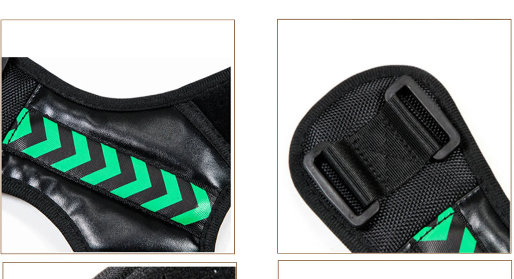Liveify black fitness waist trainer with green chevron pattern, mesh fabric, and adjustable buckle