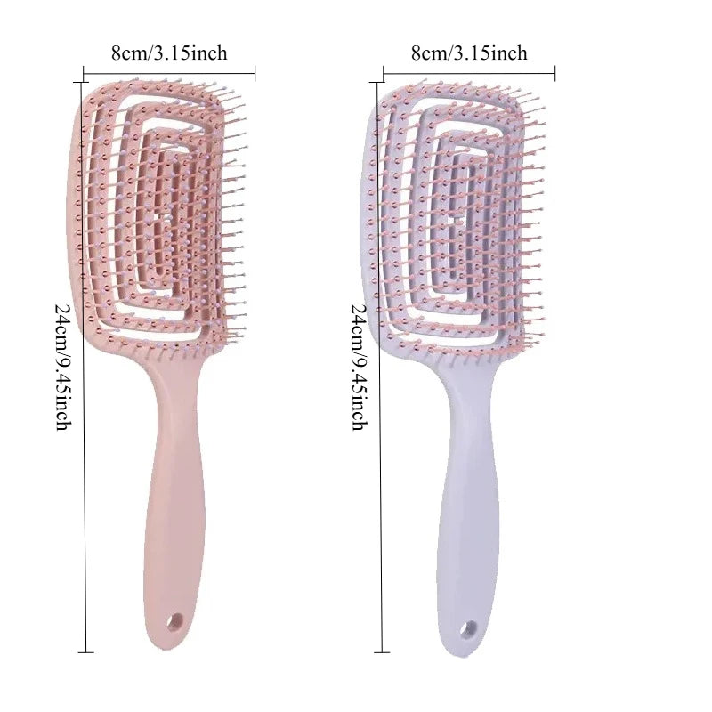 Liveify pink and white paddle hairbrushes with soft bristles, 24cm length, ergonomic handle for detangling