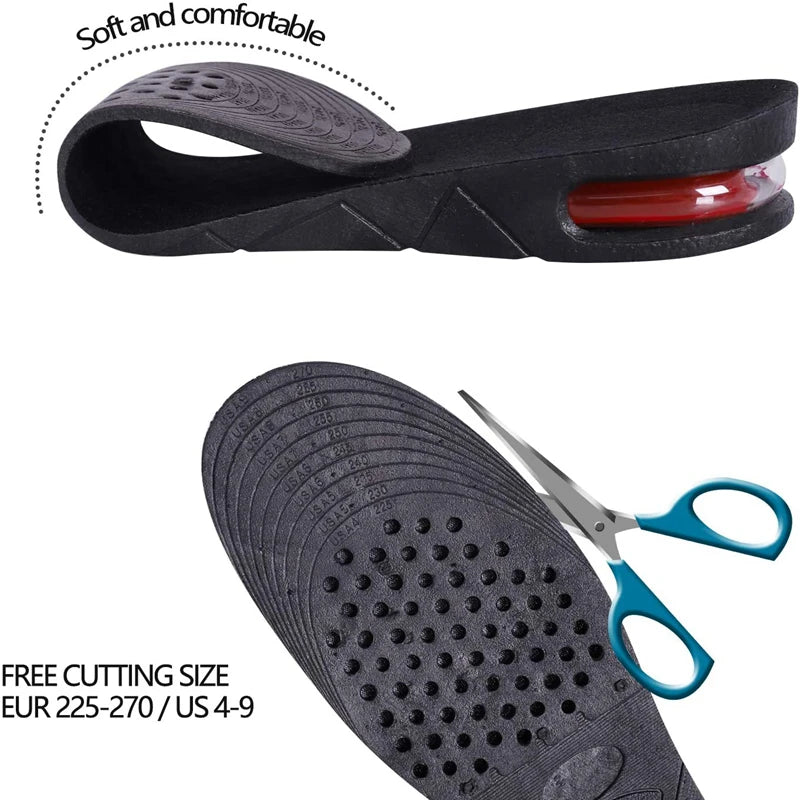 Liveify Height Increase Insoles – Air Cushion Elevator Shoe Inserts with Arch Support, Adjustable 3–9cm Heel Lift Insoles for Men & Women