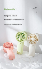 Liveify mini handheld fan in pink, mint, and white with USB charging and neck strap for portable summer cooling
